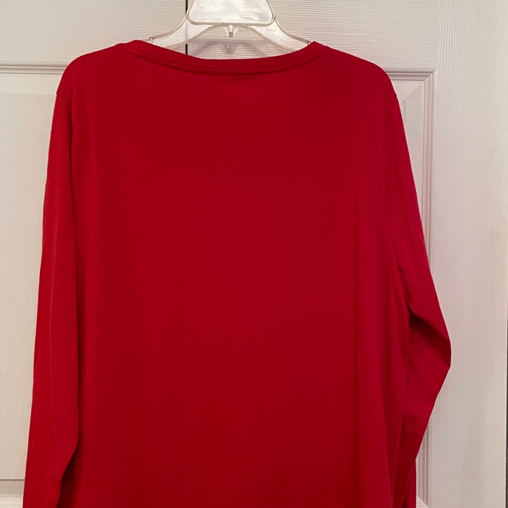 NWT terra & sky Red Long Sleeve & Long Length V Neckline Tee Top 1X (16W-18W) - Picture 4 of 10